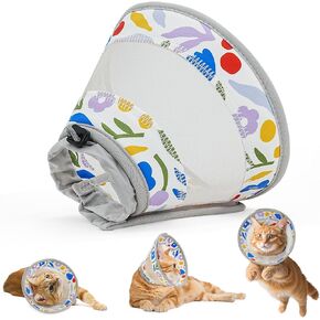 Breathable Air Mesh Cat Cone Collar Soft to Stop Licking, Adjustable, Foldable Lightweight Kitten Cones After Surgery Recovery for Cats & Kittens (Light Purple, S)