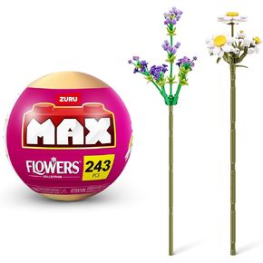 MAX Premium Flowers Building Bricks Collection (up to 243 Pieces, 2 Flowers per Capsule, 10 to Collect). (Lily and SnagDragon, 1 Capsule)