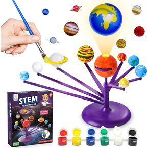 طراز طراز Solar System Model للأطفال والمراهقين- الطلاء والبناء نموذج كوكب ، ونظام الطلاء بالطاقة الشمسية الجذعية مع مجموعات الحرف اليدوية مع Planetarium Projector ، DIY تعليمية هدايا الفلك الفلكية للبنات الفتيات من 8-12