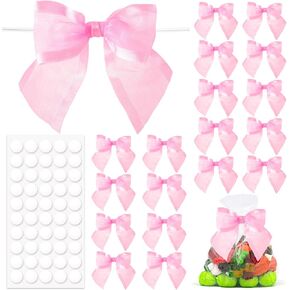 20pcs pink twist tip bow ، ديكور القوس ، قوس ، قوس ساتين صغير لعيد الميلاد ، حفلة عيد ميلاد ،