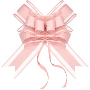 6 PCS Large Pull Bows, Pink Bows for Gift Wrapping, 6 Inch Wedding Birthday Party Ribbon Bows for Gift Baskets, Wrapping Boxes, Flower Decoration