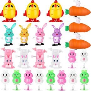 Hungdao 24 pcs up uys surprise sprise charge easeter buckets stockers stuffers int up bunny rabbit spring windup toy carrot chicken easter party form for the easter gifts
