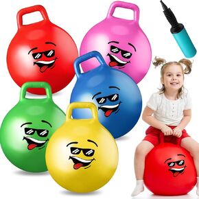 Tinlade 5 PCS Hopper Ball Carnival Games Outdoor Games 18 Inch Jumping Heping Hepping Callsable Balls مع مقابض ومضخة الهواء للأطفال و Girl Sports Ride Games Exercise