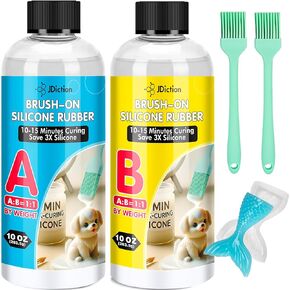 JDiction Brush-on Morn Silicone Make Kit ، 10-15 دقيقة من المطاط السريع للسيليكون ، 20 أوقية فائقة مرونة صنع السيليكون السائل لقوالب الراتنج/قوالب السيليكون/قوالب الشمعة/صابون الصابون