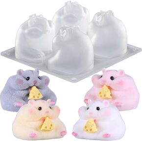 دعنا نتنين 4 في 1 قوالب السيليكون الهامستر ل taba squishy ، قوالب حيوانات ثلاثية الأبعاد لجعل الضغط وهدية عيد ميلاد لطيف لعشاق الهامستر ، قالب راتنج مرن ودائم