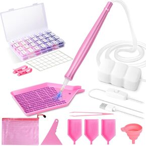 Lunorvia Electric Diamond Art Paint Pen ، مجموعات فن الماس السريع مع مضخة فراغ ، أداة ملحقات اللوحة الفنية الماس