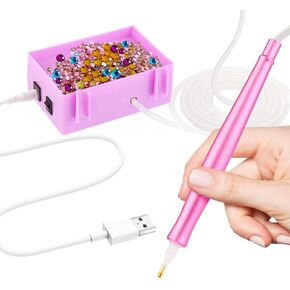 Aovtysa Diamond Art Painting Pen 2 in 1 with Tray, Wireless E-Painter for Diamond Painting, Electric Vacuum Drill Pen Tool for Kits & Accessories (Purple)
