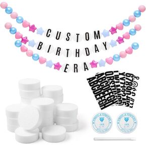 109 PCS DIY Giant Friendship Bracelet Merry Christmas Decoration Banner in My Banner Era Banner 3D Music Fans Garland Gails for Xmas Tree Indoor Outdoor (Pearl Pink Purple Color)