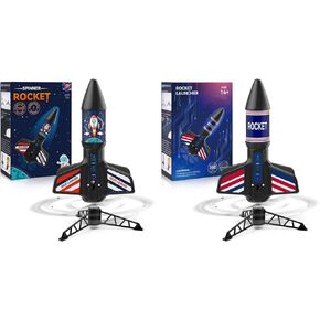 Rocket Launcher for Kids-لعبة صاروخ الهواء المطلق 200 قدم ومجموعة من طرازات الصواريخ الطائر مع مجموعة إطلاق النار ، ألعاب الصواريخ الكهربائية في الهواء الطلق مع المظلة ، هدايا لعبة عيد الميلاد للأولاد 8-12