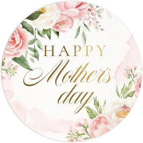 Mobiusea Creation Pink Floral Mothers Day Stickers | 60 حزمة 2 بوصة حجم كبير | رقائق الذهب | ملصقات عيد الأم سعيدة | الوردي الوردي الورد السعيد أم الأم العلامات لزخارف يوم الأم