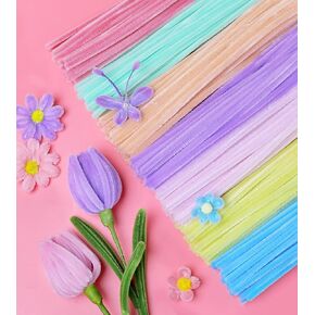 IOOLEEM Pipe Cleaners,200pcs in 7 Colors, Pastel Pipe Cleaners, Macaron Candy Colors, Chenille Stems for Art and Craft Projects, Flower DIY Decorations
