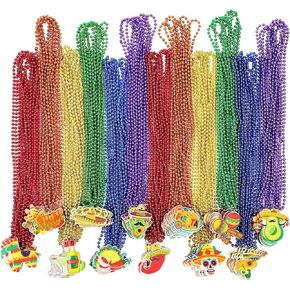 Fovths 96 قطعة Cinco de Mayo Netlaces Bead Mexican Party Party Favors قلادات Fiesta Excesssories for Mexican Party Party Decorations Parade Carnivials