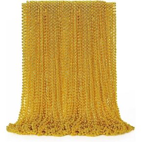 50PCS Mardi Gras Beads, Metallic 10 Kinds of Bead Necklace Party Favors, 33" Mardi Gras Necklace Stuff, Festival Parade Throw Accessories for Wedding Birthday Celebrations Decorations
