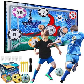 Soccer Ball Game Set,Indoor Outdoor Backyard Toss Soccer Goal Game with 2 Balls, 1 Flannel Target