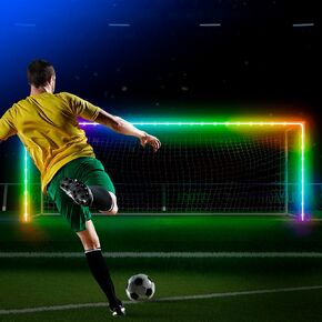 LED LED SOVERIG LIGHTS 12 × 6 قدمًا ، 24 × 8 قدمًا - مصابيح هدف كرة قدم مشرقة للغاية مع هدايا كرة قدم عن بُعد ، 16 ألوانًا مذهلة ، مقاومة للماء ، مقاومة للطقس ودائم وممتع للألعاب الليلية