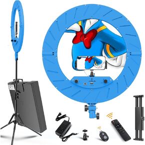JJ JIANJIN Ring Light Kit:18"/45cm Outer 55W6700k Dimmable LED Light, Tripod Stand, Remote Controller,Box for Camera,Smartphone,YouTube,TikTok,Self-Portrait Shooting,CRI90,Black in Saudi Arabia