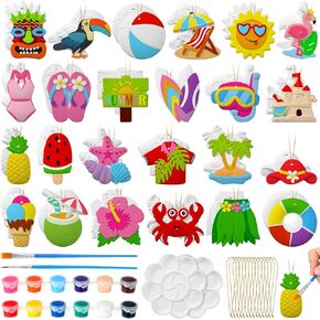 Seenelling 24 Sets Kids Arts and Crafts Painting Kit Unpainted Plaster Statues Paint Your Own Ceramics DIY Ready to Paint Paintable Plaster Figurines for Boys Girls Party Decor (Spring)