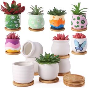 Remerry 18 PCS 3.5 بوصة DIY الأواني النضرة DIY لطلاء التماثيل الطلاء طلاء طقم طقم زهرة الخزانة غير مصممة للقرص
