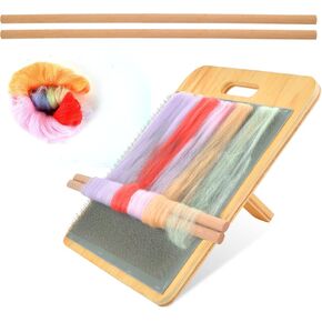 Blending Board for Wool - Drum Carder with 1 Wool Brush & 2 Dowels for Spinning Fiber Preparation