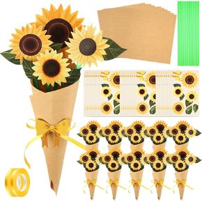 Motipuns 36 Sets Mother's Day Flower Bouquet Craft Kit DIY Paper Crafts Make Your Own Flower Bouquet for Teacher Appreciation Holiday Party DIY Thankful Gift Craft Home Fun Activities