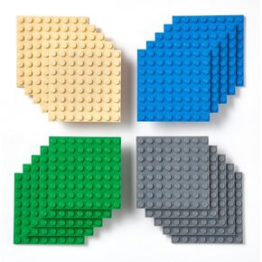 Briks بدقة متوافقة مع اللوحات الأساسية لبناء Lego الكلاسيكية ، والأزرق ، والأخضر ، والرمادي ، والرمل ، 20 قطعة ، 2.5 × 2.5 بوصة (8x8 ترصيع) ، متوافقة مع جميع العلامات التجارية الرئيسية من الطوب ، للأعمار 3 وما فوق