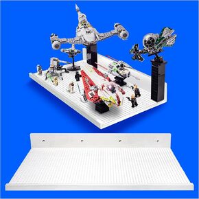 أرفف XL العائمة لرفوف لبنة البناء - متوافقة مع رف شاشة LEGO - أرفف عائمة للجدار - تعمل مع لبنات البناء الرئيسية - الأسود ، الحزمة 2