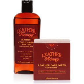 Leather Honey Conditioner Wipes with 8oz Conditioner