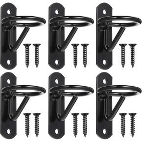 6 PCS دلو السنانير للخيول الفروسية دلو ربط الماء المعادن شماعات الحصان أكشاك الخيل تغذية دلو الحظيرة لوازم المزرعة (أسود)