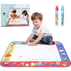حصيرة ماء Doodle for Kids 39x27inch Aqua Magic Drawing Board ، حصيرة رسم مياه ملونة نيون ، ألعاب فنية تعليمية للأعمار من 3 إلى 8 سنوات ، عيد ميلاد وهدية عيد الفصح يوم الطفل (محو الأمية الأبجدية)