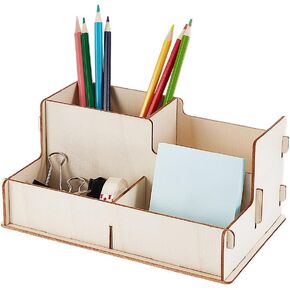 AHANDMAKER Wooden Paint Brush Holder Broken Token Modular Rack Detachable Wooden Storage Box Tabletop Stationery Storage Organizer Storage Rack for Desk Office Paint Bottles Pots and Brushes