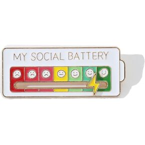 My Social Battery Pin- Adjustable Emotions Enamel Badge for Personal Expression（ White）
