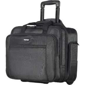 VEVOR Rolling Laptop Bag, Fits Up to 17.3 Inch Laptop Wheeled Briefcase Roller Computer Tote Bag with 2 Fixed Wheels & Telescoping Handle Laptop Case for Work Travel Business Office