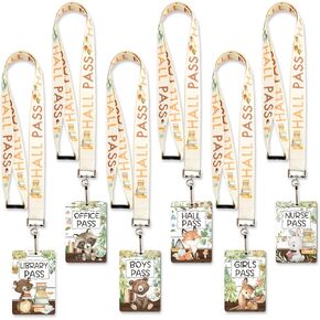 ceiba tree Hall Passes Lanyards Set of 6 School Classroom Woodland Animal Watercolor Decor Library Office Nurse Boy Girl