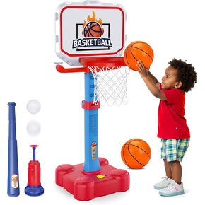 Tsomtto 4 in 1 Toddler Basketball Hoop & T Ball Set ، Kids Toys Boys 3-5 ، Hoop Kids Kids Admable Forball For Outdoor Play Sports Outsid
