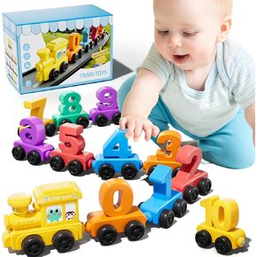 Magnetic Numbers Train Set for Toddlers, Baby Train Set Include Locomotive and 11 Train Carriages, Matching, Colors and Numbers Learning Preschool Toy, Gift for Toddlers Boys Kids and Girls