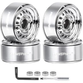 HobbyPark 1.0 Beadlock Wheels Negative Offset Stamped Steel Beadlock 1.0" Wheels 1.0 Beadlocks with Wheel Nut Wrench for 1/18 1/24 RC Crawler TRX4M 1/24 SCX24 FCX24 Upgrades Parts