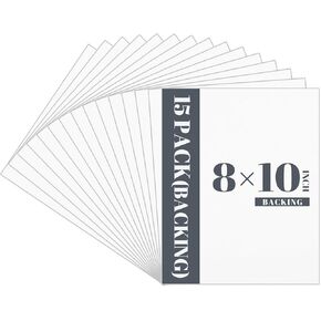 Prudiut 15 Pack 11x14 Backing Boards Only, Uncut White Mat Board Acid Free Mat Board for Photos, Prints, Artworks