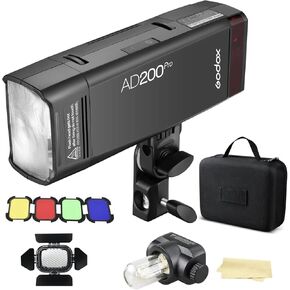Godox AD200 200Ws 2.4G TTL 1/8000 HSS Strobe Flash Strobe Speedlite Monolight with 2900mAh Lithium Battery to Cover 500 Full Power Shots and Recycle in 0.01-2.1 Sec
