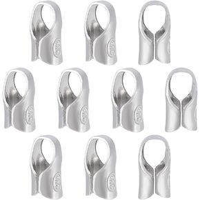 Benecreat 10pcs 925 Sterling Silver End Cap Cripts ، 3 مم تنتهي من الديكور الدخل.