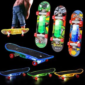 9 Pcs Light up Finger Skateboards Toys, LED Mini Skateboard Fingerboards Creative Fingertips Toys Finger Skater Skateboard Party Favors Gifts for Kids