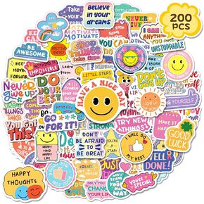 ملصقات تحفيزية 200 ٪ ، ملصقات تأكيد إيجابية للطفل في سن المراهقة البالغة ، ملصقات مشجعة ملهمة لزجاجة ماء دفتر الكلام المجلس لمجلة الرؤية