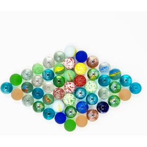 50Pcs 16mm Glass Marbles Multiple Colors Bulk Collection Cat Eye Marble for Bounce Game, DIY and Home Decoration