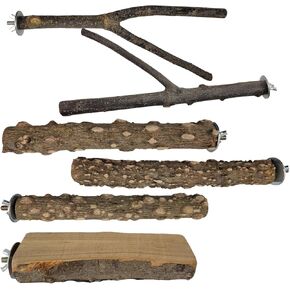 Bird Toys, Natural Parrot Toys for Small Macaws, Budgies, Lovebirds, Finches, Small and Medium Sized Birds Peppercorn Wood Apple Tree Perch Wood Set