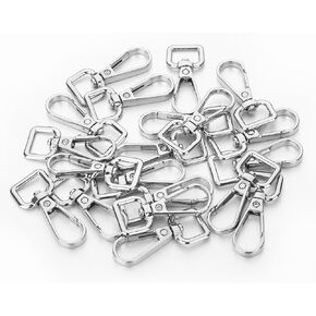 20 Pcs Metal D Ring Swivel Lobster Claw Clasp Hooks,Purse Hardware for Bag Making,Swivel Snap Hooks Strap Hardware Push Gate Trigger Clips for DIY Crafts Keychain Purse Handbag Making (Silver,1 Inch)