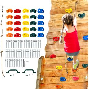 Vevor 25 Rock Climbing يحمل للأطفال والبالغين ، ومجموعة من الجدران الصخرية متعددة الألوان لمجموعة اللعب الداخلية والخارجية في الهواء الطلق