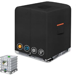 IBC Tote Cover，Zipper IBC Tote Cover，Fit 275 Gallon Water Tank，600D Heavy Duty Waterproof and Sunscreen Material，black
