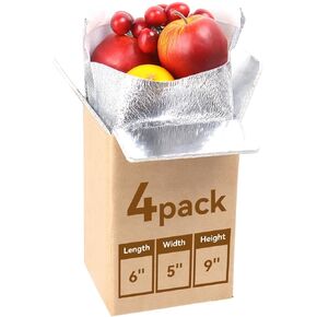 Insulated Shipping Box with Aluminum Foil Insulated Bag, Cold Shipping Boxes for Frozen Food & Hot Food for Packaging, Mailing (11x6x7''-6 Pack)