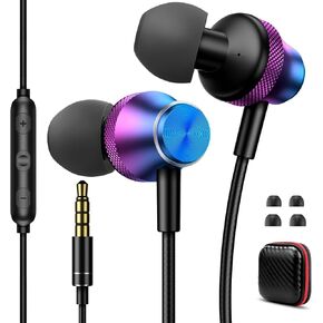 Wired Earbuds with Microphone for Laptop PC Ear Buds Wired with 3.5mm Audio Jack,HiFi Stereo Headphones Earphones for Samsung A25 A15 A16 A32 A52 Android for iPhone Ipad MP3/4 PS4 Chromebook, Purple