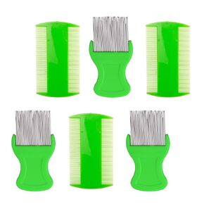 HESSION 6 Pack Flea Lice Combs Removal Dandruff Comb with Metal Teeth Double Sided Fine Combs Metal Teeth Flea Lice Combs for Pets Kids Adults (Random)