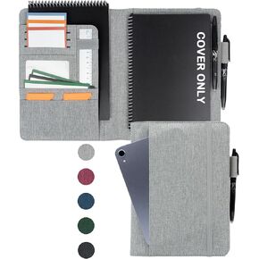 غلاف مخطط قوي لـ Rocketbook Smart Notebook - Padfolio المقاوم للماء ، Padfolio الأعمال مع سطح كتابة الشركة ، يناسب الحجم التنفيذي A5 ، Rocketbook Accessories (Gray)